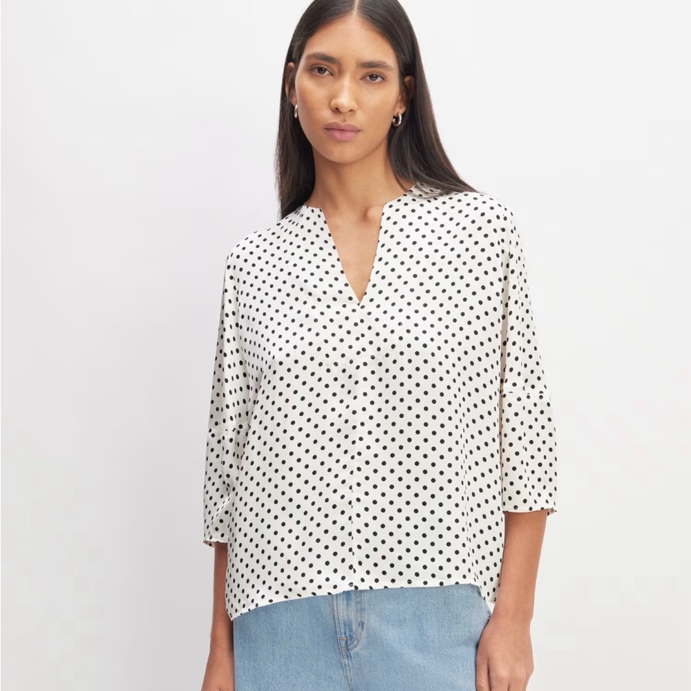 Everlane Hammered Satin Balloon Sleeve Top